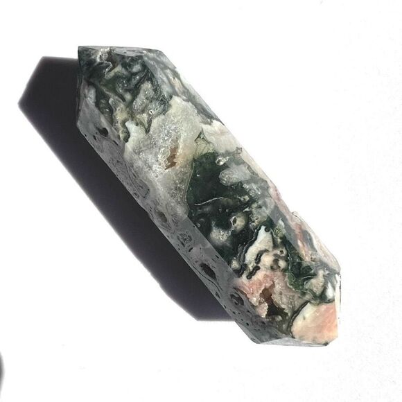 Moss Agate Crystal Double Terminated‎ Point (#1) - Picture 6 of 15